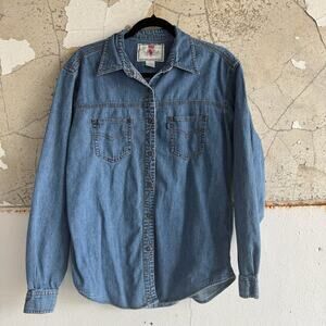 90s Vintage Levi's Women's Western Denim Shirt Button Up Long Sleeve L‎